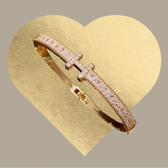 FASHION BRACELET LUXURY 14K GOLD PLATED OVER STAINLESS STEEL - Picture 5 of 6